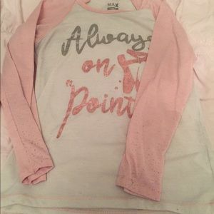 7/8 light pink and grey long sleeve tee